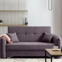 Zweisitziges Sofa mit Schlaffunktion Laina | 155 x 105 x 75 cm | Lila