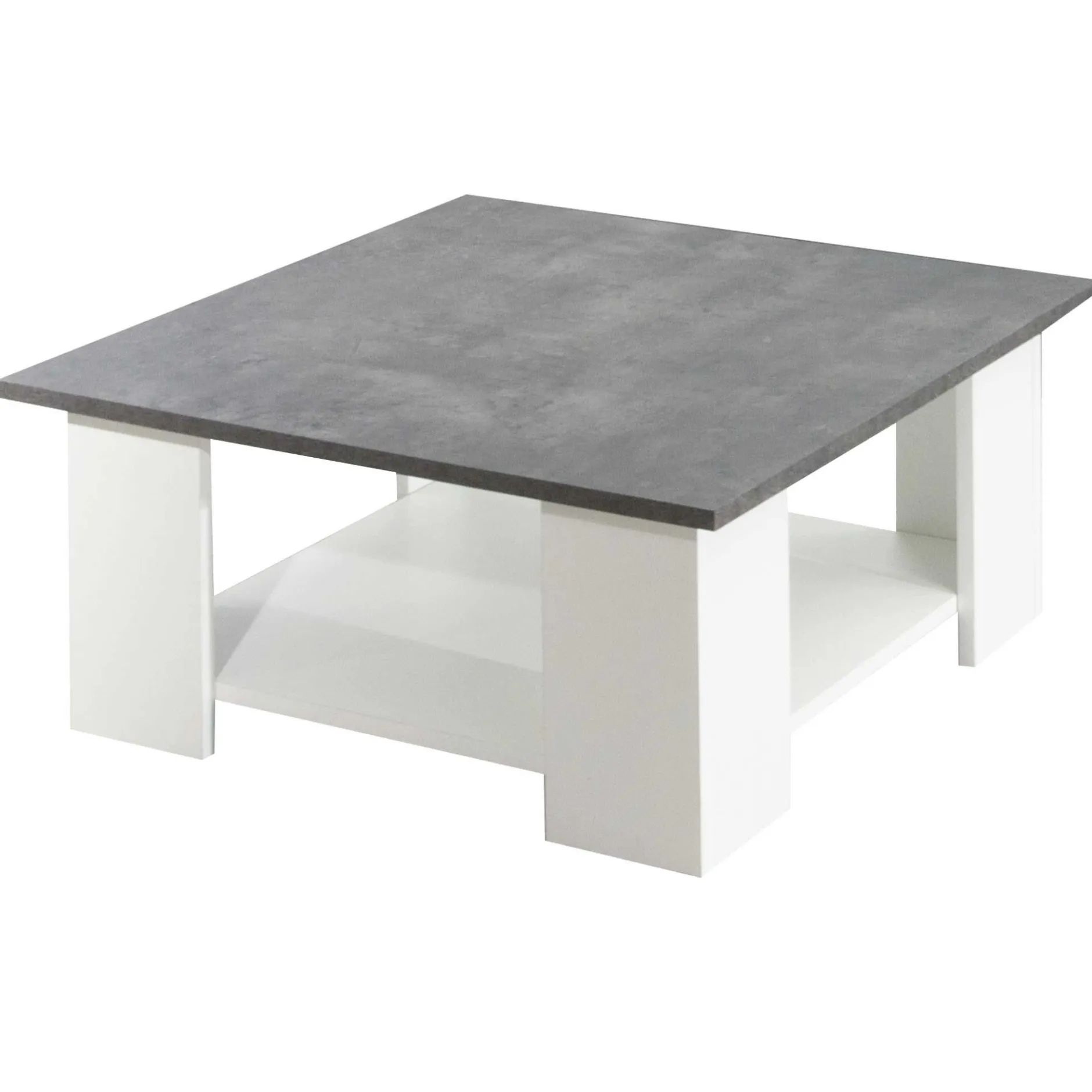 Zweite Chance Couchtisch Quadratisch 67x67 - Weiß/Beton