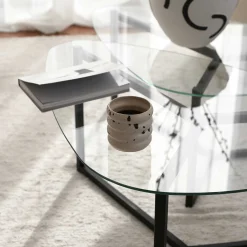 Zweite Chance Locelso Couchtisch-Set | 100% gehärtetes Glas | 6mm Dicke | Schwarz mattiert