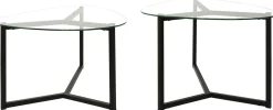 Zweite Chance Locelso Couchtisch-Set | 100% gehärtetes Glas | 6mm Dicke | Schwarz mattiert