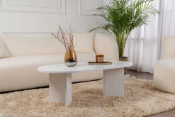 Zweite Chance Ovaler Couchtisch Sable - 119x60x40cm - weiß